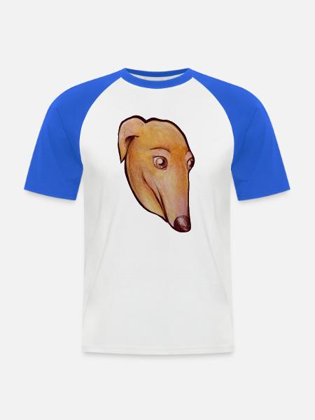 Pastell-Windhund-Porträt - Männer Baseball-T-Shirt - Weiß/Royalblau