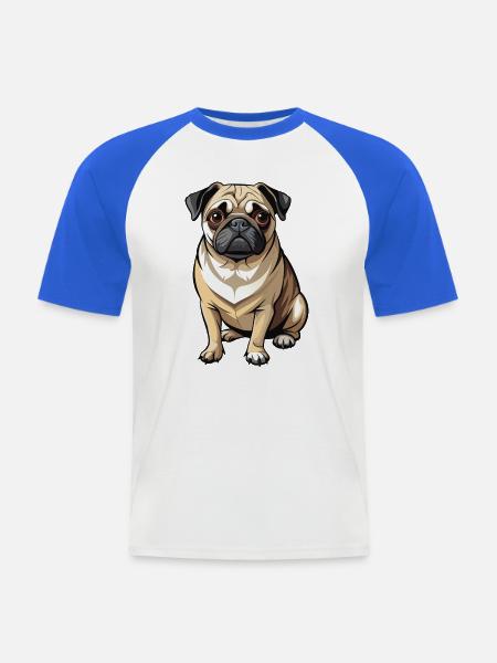 Mopshund-Sitten - Männer Baseball-T-Shirt - Weiß/Royalblau