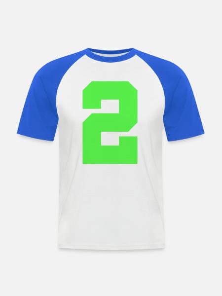2_zahl - Männer Baseball-T-Shirt - Weiß/Royalblau