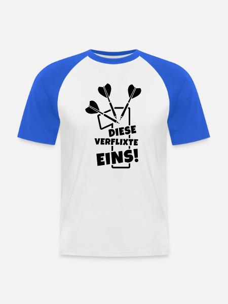 dartpfeile dartsport humor - Männer Baseball-T-Shirt - Weiß/Royalblau