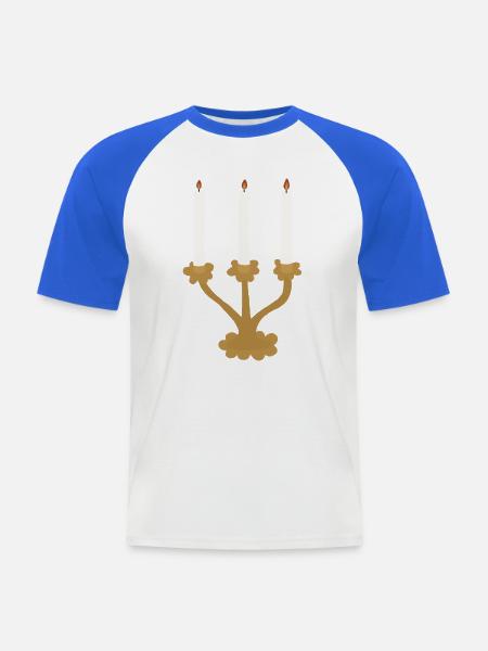 Drei-Kerzen-Kandelaber rustikal - Männer Baseball-T-Shirt - Weiß/Royalblau