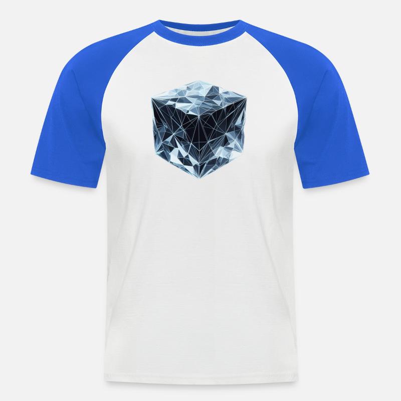 Ein Eiswürfel im Polygon-Stil - Männer Baseball-T-Shirt - Weiß/Royalblau