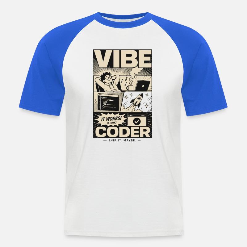 Vibe Coder Programmer Humor - Men's Baseball T-Shirt - white/royal blue