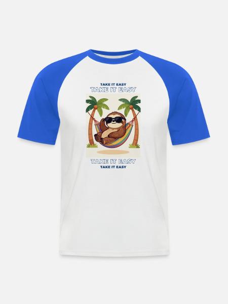 Südsee-Schlafsloth in Hängematte - Männer Baseball-T-Shirt - Weiß/Royalblau