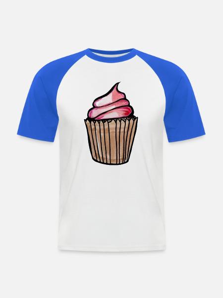 Cupcake-Wirbel-Skizze auf Schwarz - Männer Baseball-T-Shirt - Weiß/Royalblau