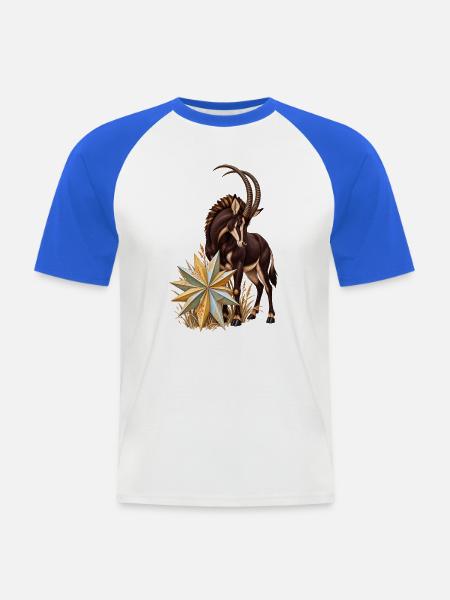 Rappenantilope mit winterlichem Fächerstern - Männer Baseball-T-Shirt - Weiß/Royalblau