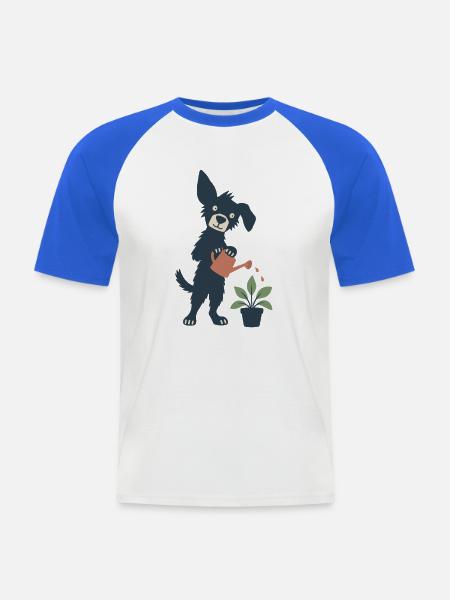 Gießpflanzen für den Hund - Männer Baseball-T-Shirt - Weiß/Royalblau