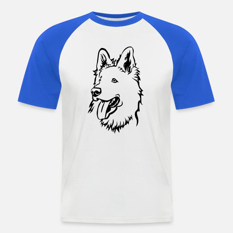 Schweizer Schäferhund Kopf - Männer Baseball-T-Shirt - Weiß/Royalblau