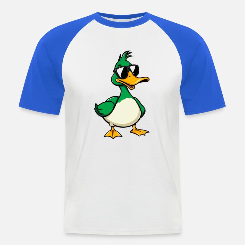 Anatra - Maglia da baseball a manica corta da uomo - bianco/blu royal