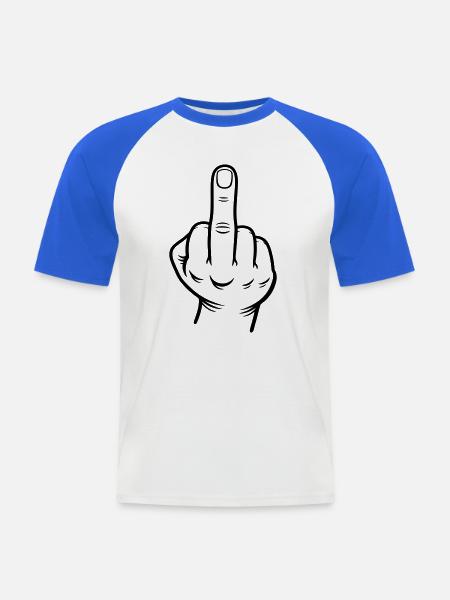Mittelfinger Hand Kontur Schwarz - Männer Baseball-T-Shirt - Weiß/Royalblau