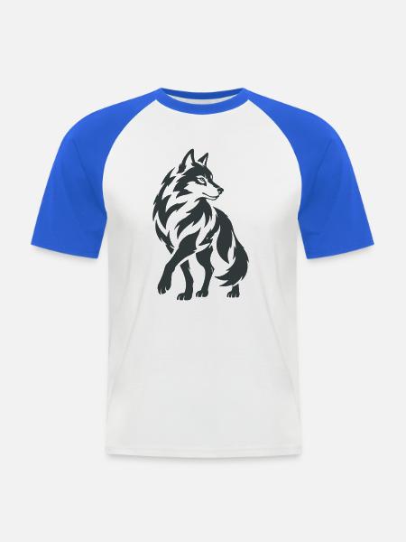 Geometrischer Wolf – Silhouette - Männer Baseball-T-Shirt - Weiß/Royalblau