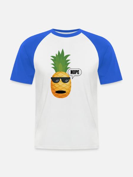 Annanas_Spruch-_Nope - Männer Baseball-T-Shirt - Weiß/Royalblau