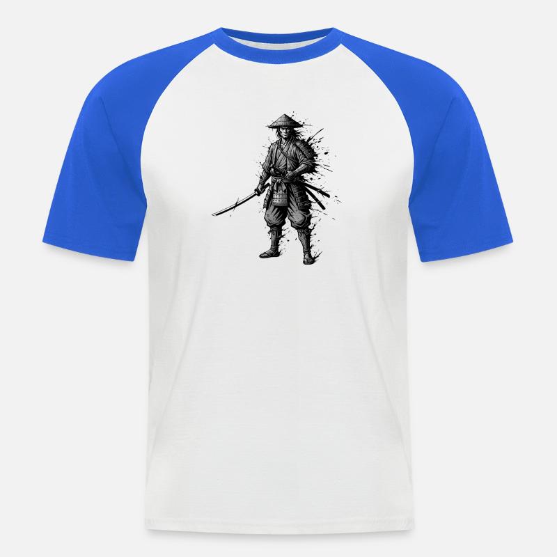 Samurai Krieger mit Katana einsamer-ronin-japan - Männer Baseball-T-Shirt - Weiß/Royalblau