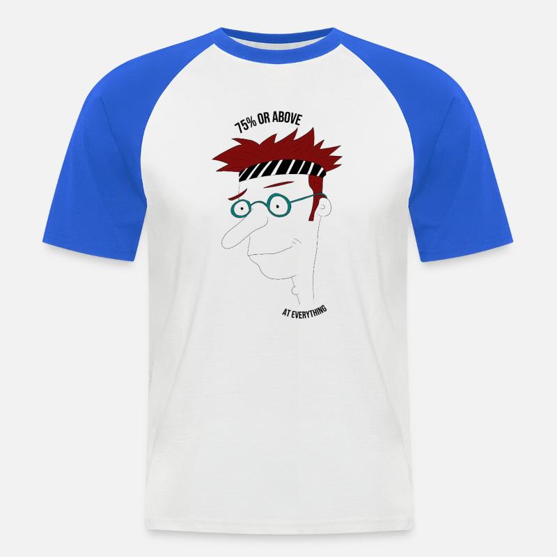 75 % oder mehr in allem, Mann - Männer Baseball-T-Shirt - Weiß/Royalblau