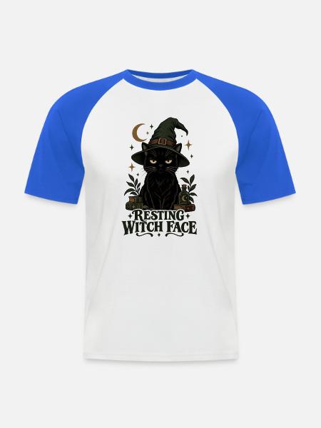 Ruhendes Hexengesicht - Männer Baseball-T-Shirt - Weiß/Royalblau