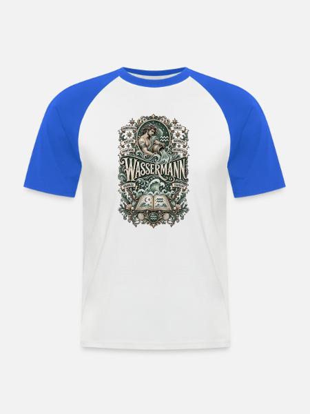 Wassermann – Frei, kreativ & visionär - Männer Baseball-T-Shirt - Weiß/Royalblau
