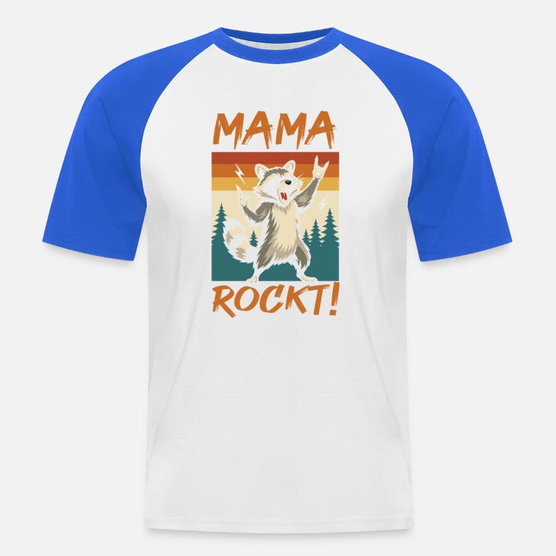 WaschbĂ€r Mutter Coole Rocker Mama - MĂ€nner Baseball-T-Shirt - WeiĂ/Royalblau