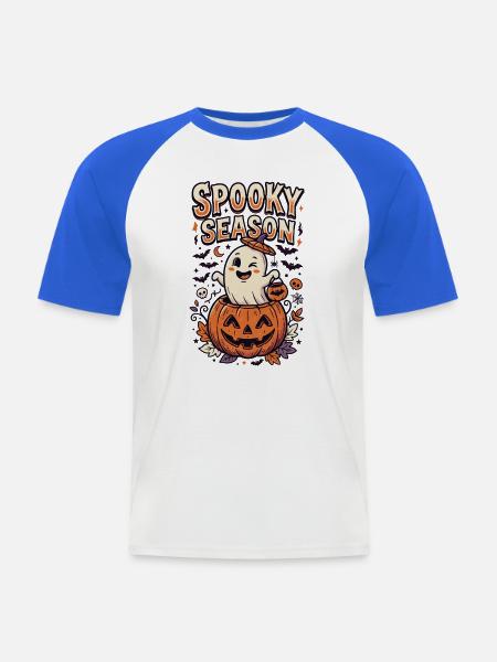 Halloween-Geist der gruseligen Jahreszeit - Männer Baseball-T-Shirt - Weiß/Royalblau