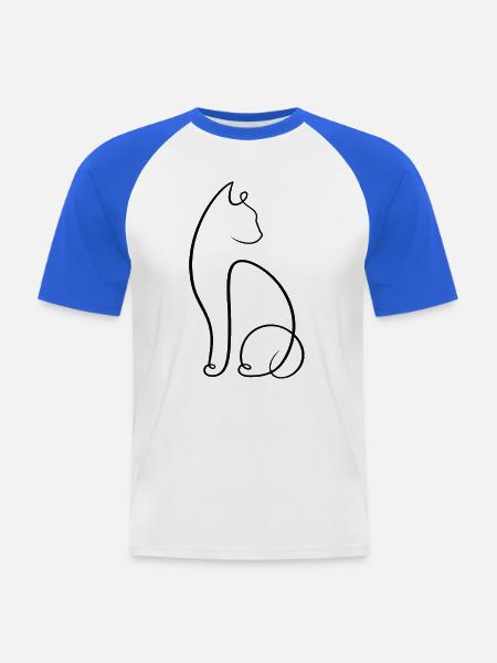 Katze - Männer Baseball-T-Shirt - Weiß/Royalblau