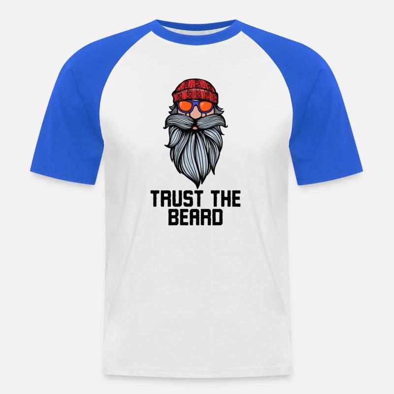 Gesichtsbehaarung Bart Statement Bärtig Vollbart - Männer Baseball-T-Shirt - Weiß/Royalblau