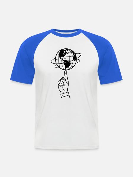 Welt balancieren | Welt im Gleichgewicht - Männer Baseball-T-Shirt - Weiß/Royalblau