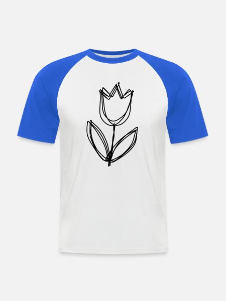 Tulpe handgezeichnet - Männer Baseball-T-Shirt - Weiß/Royalblau