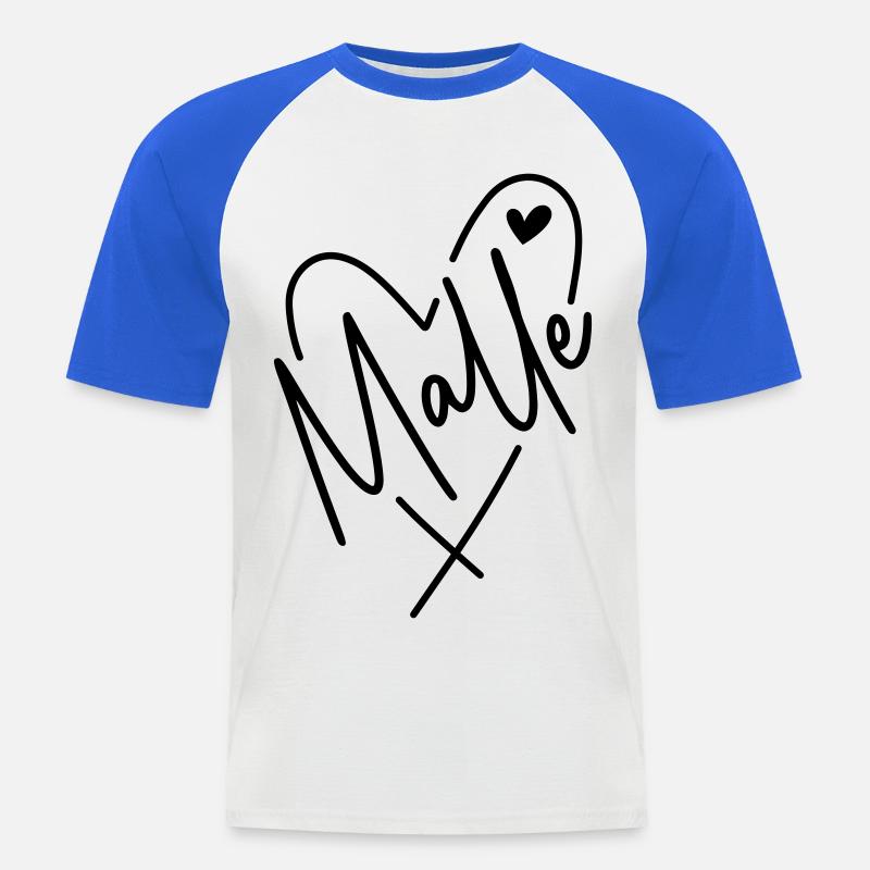 Malle Herz - Männer Baseball-T-Shirt - Weiß/Royalblau