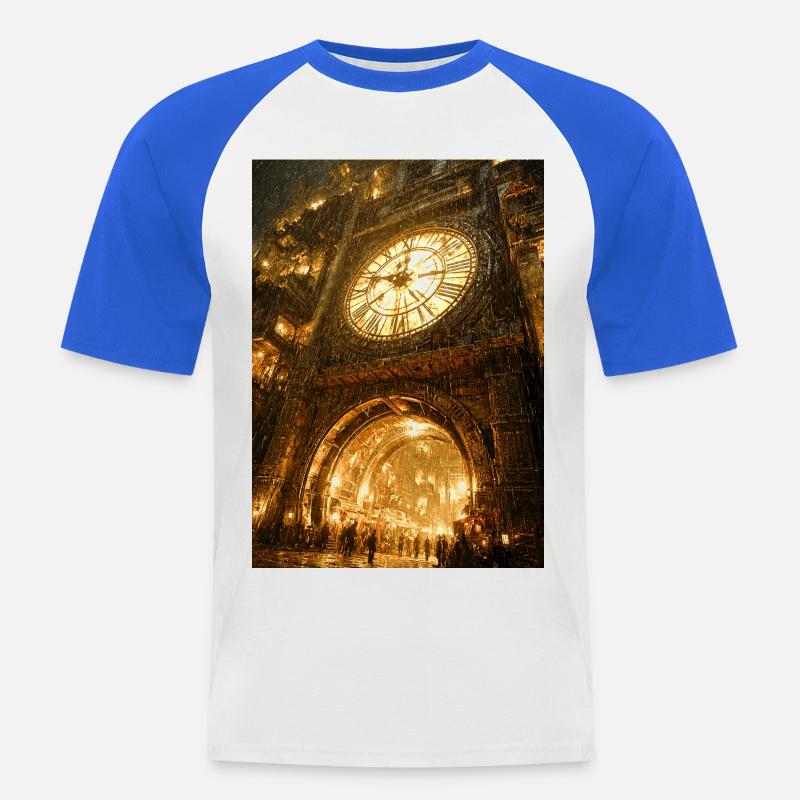 Vergoldeter Clockgate-Bogen - Männer Baseball-T-Shirt - Weiß/Royalblau