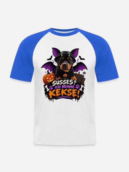 Kleiner Vampirhund will Kekse - Männer Baseball-T-Shirt - Weiß/Royalblau