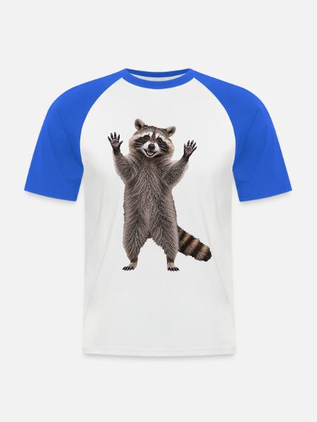 Waschbaer - Männer Baseball-T-Shirt - Weiß/Royalblau