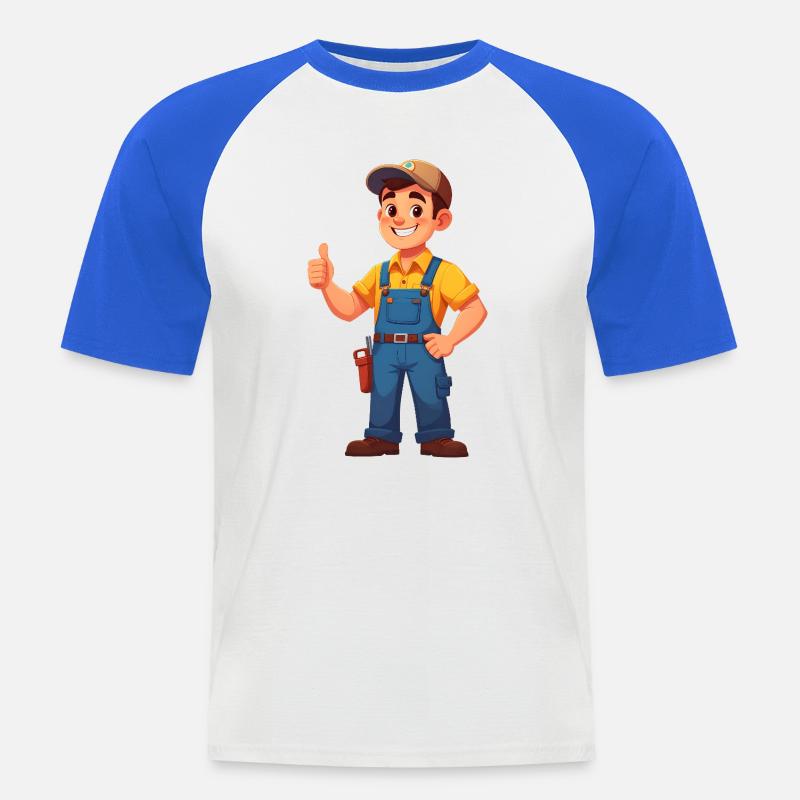 Mechaniker oder Handwerker - Männer Baseball-T-Shirt - Weiß/Royalblau