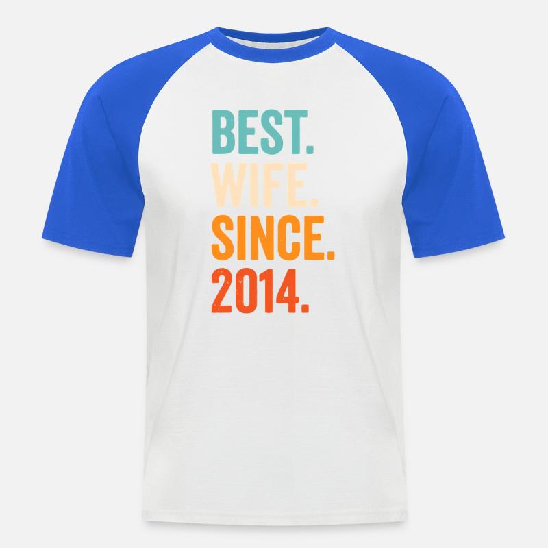 Beste Ehefrau seit 2014 - Männer Baseball-T-Shirt - Weiß/Royalblau