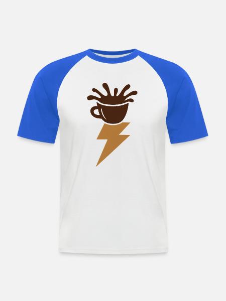 Espressoblitz. - Männer Baseball-T-Shirt - Weiß/Royalblau