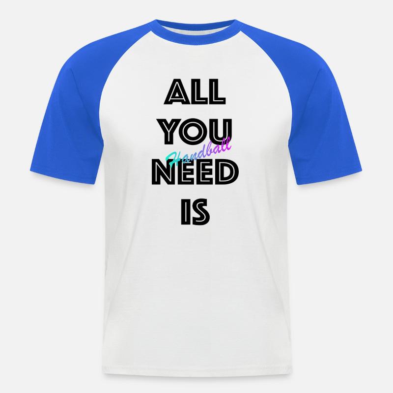 Handball Gradient Script - Männer Baseball-T-Shirt - Weiß/Royalblau