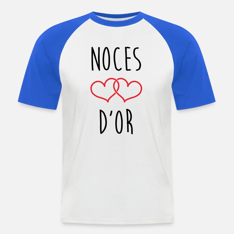 Nozze d'Oro 50 anni - Maglia da baseball a manica corta da uomo - bianco/blu royal