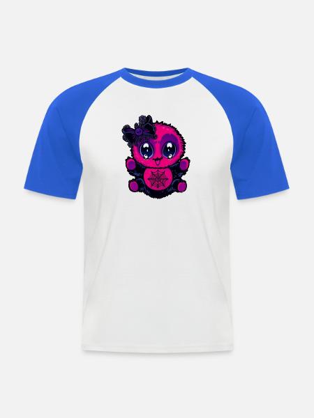 Kawaii Spinnenbaby mit Netz - Männer Baseball-T-Shirt - Weiß/Royalblau
