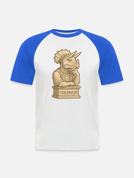 Stoiceratops - T-shirt baseball manches courtes Homme - blanc/bleu royal