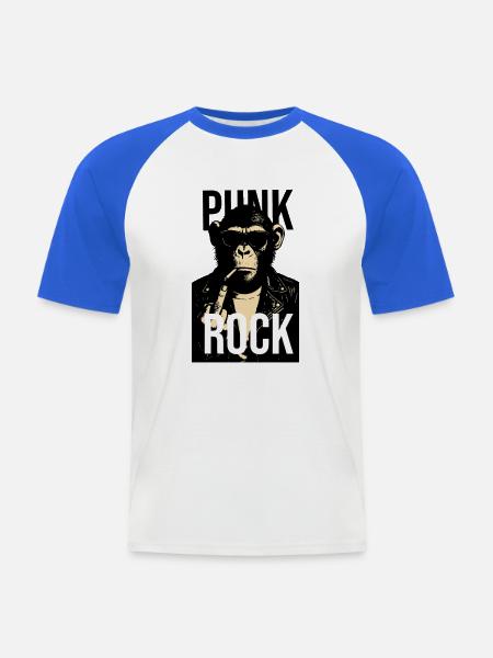 Felschimpansen-Rebellenporträt - Männer Baseball-T-Shirt - Weiß/Royalblau