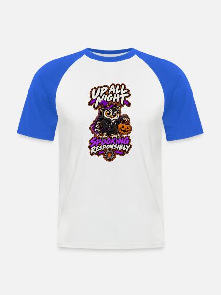 RobVibe Wildclub – Halloween-Hexeneule - Männer Baseball-T-Shirt - Weiß/Royalblau