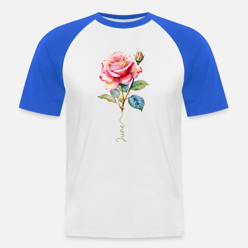 Rosa lackiert mit lebendigen Details - Männer Baseball-T-Shirt - Weiß/Royalblau
