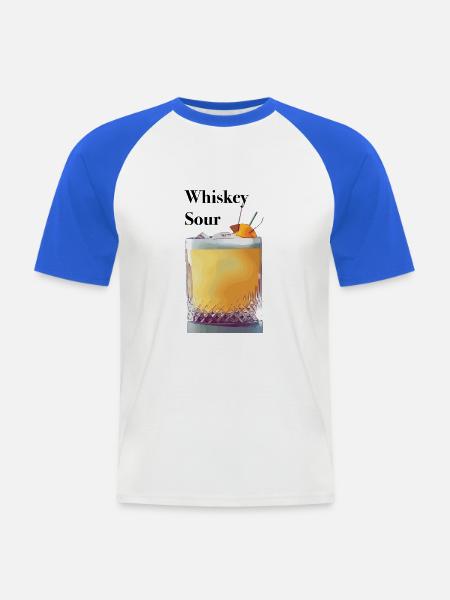 Citrus-Whiskey Cocktailglas - Männer Baseball-T-Shirt - Weiß/Royalblau