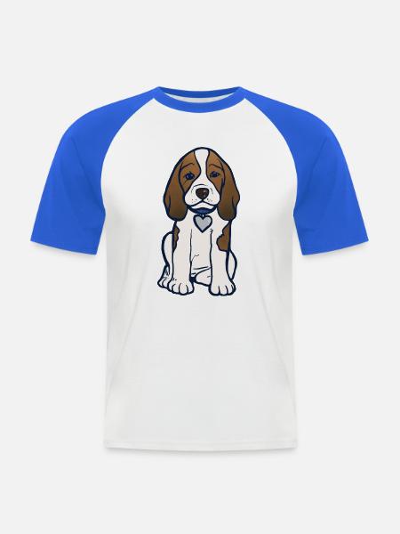Illustration des Beagle-Herz-Welpen - Männer Baseball-T-Shirt - Weiß/Royalblau