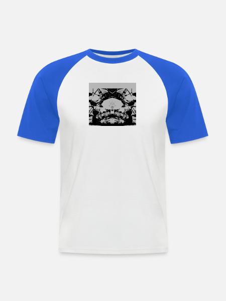 Maske - Männer Baseball-T-Shirt - Weiß/Royalblau