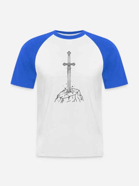 Schwert im Stein Ritterschwert - Männer Baseball-T-Shirt - Weiß/Royalblau