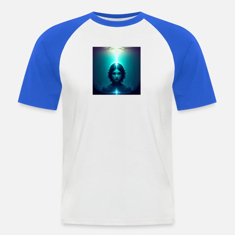 Ätherisches Frontlicht - Männer Baseball-T-Shirt - Weiß/Royalblau