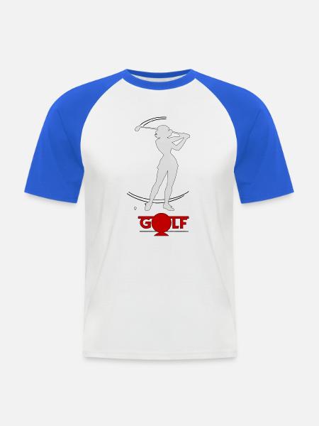 Golfeuse rétro - T-shirt baseball manches courtes Homme - blanc/bleu royal