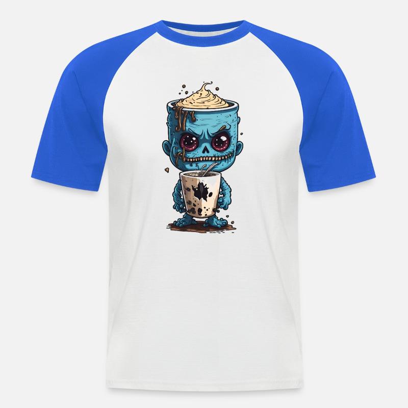 Kaffeemonster  - Koffein Zombie - Morgenmuffel - Männer Baseball-T-Shirt - Weiß/Royalblau
