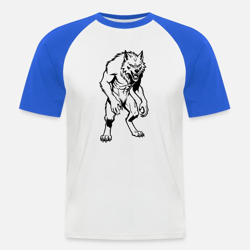 Werwolf - Männer Baseball-T-Shirt - Weiß/Royalblau