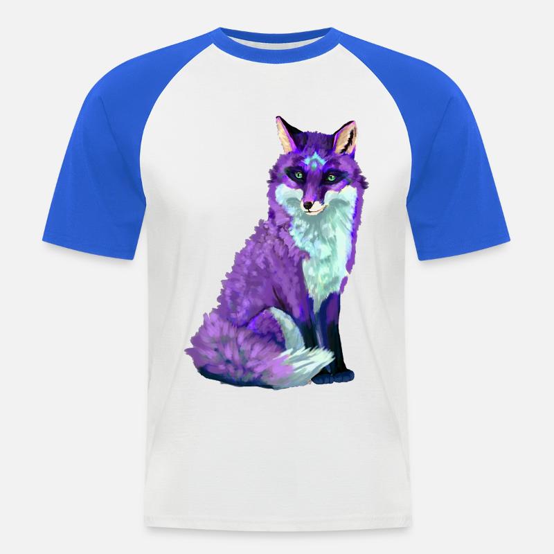 Fuchs - Männer Baseball-T-Shirt - Weiß/Royalblau