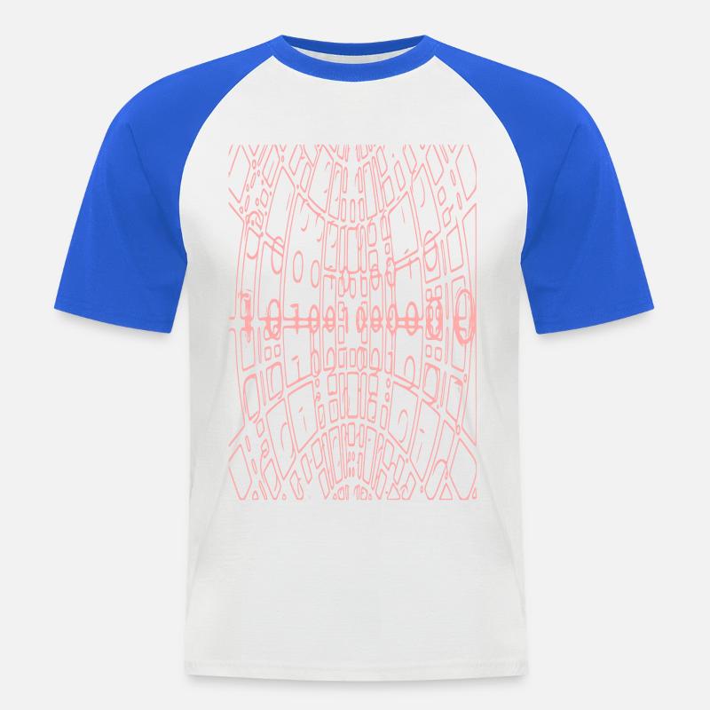Binary Code Abstract (pink) - Men's Baseball T-Shirt - white/royal blue